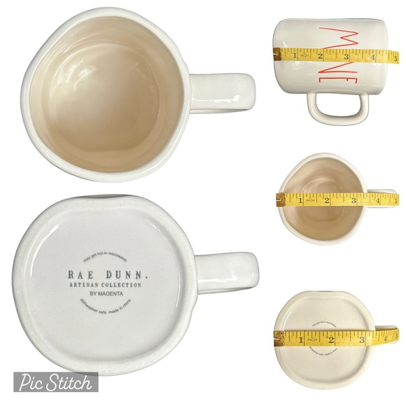 Rae Dunn MINE YOURS Mug Set White Red Large Letters Dimples NWT NIB OG 2017 - Picture 11 of 17